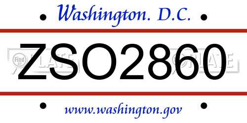 ZSO2860 District Of Columbia License Plate