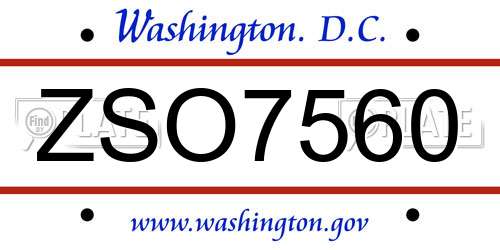 ZSO7560 District Of Columbia License Plate