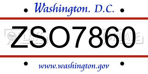 ZSO7860 District Of Columbia License Plate