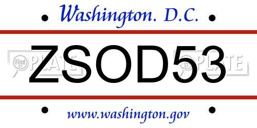ZSOD53 District Of Columbia License Plate