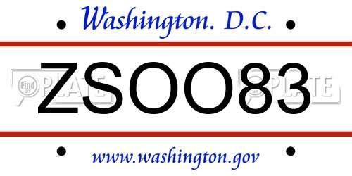 ZSOO83 District Of Columbia License Plate