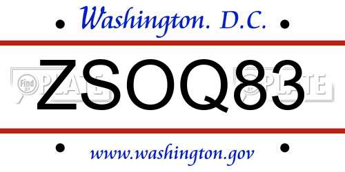 ZSOQ83 District Of Columbia License Plate