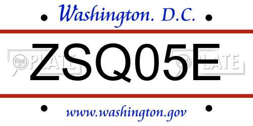 ZSQ05E District Of Columbia License Plate