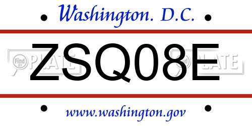 ZSQ08E District Of Columbia License Plate