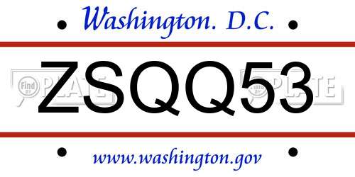 ZSQQ53 District Of Columbia License Plate