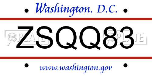 ZSQQ83 District Of Columbia License Plate