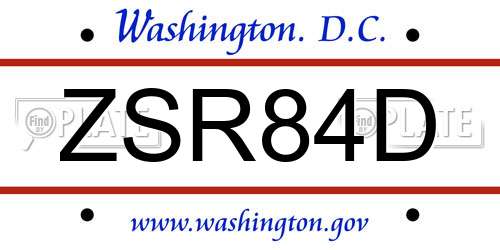 ZSR84D District Of Columbia License Plate