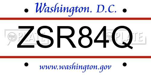 ZSR84Q District Of Columbia License Plate