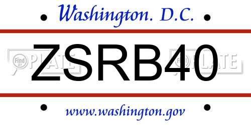 ZSRB40 District Of Columbia License Plate