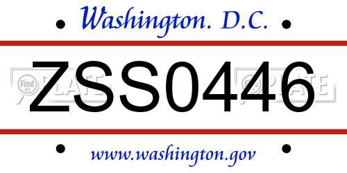ZSS0446 District Of Columbia License Plate