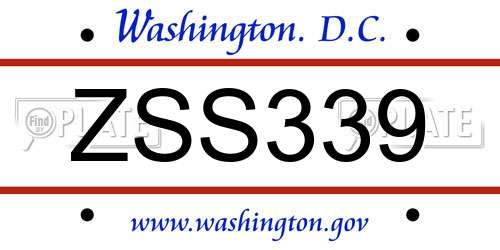 ZSS339 District Of Columbia License Plate