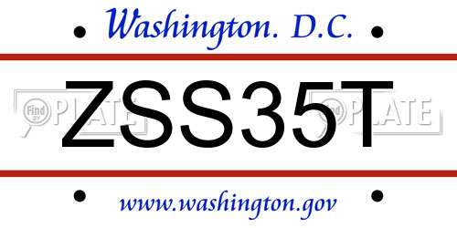 ZSS35T District Of Columbia License Plate