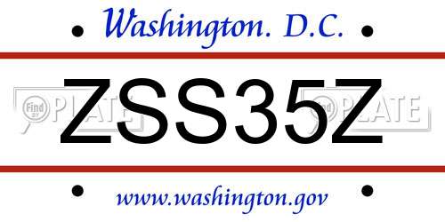 ZSS35Z District Of Columbia License Plate