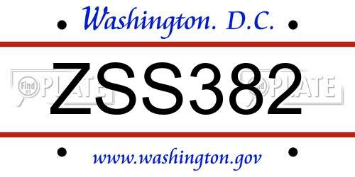 ZSS382 District Of Columbia License Plate