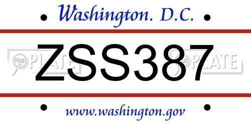 ZSS387 District Of Columbia License Plate