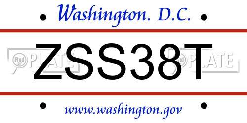 ZSS38T District Of Columbia License Plate