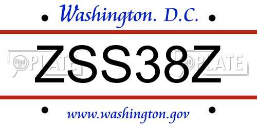 ZSS38Z District Of Columbia License Plate