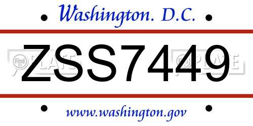 ZSS7449 District Of Columbia License Plate