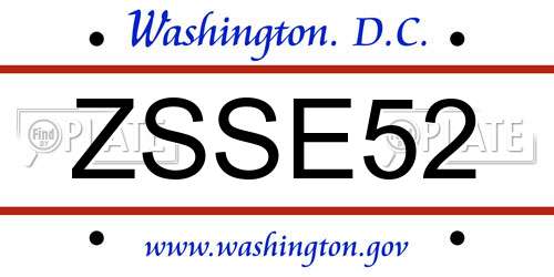 ZSSE52 District Of Columbia License Plate