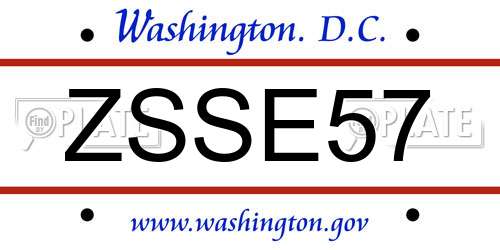 ZSSE57 District Of Columbia License Plate