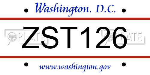 ZST126 District Of Columbia License Plate