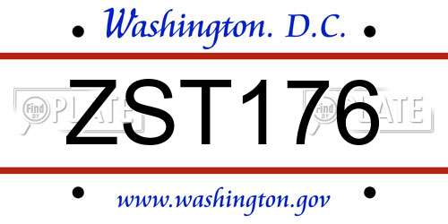ZST176 District Of Columbia License Plate