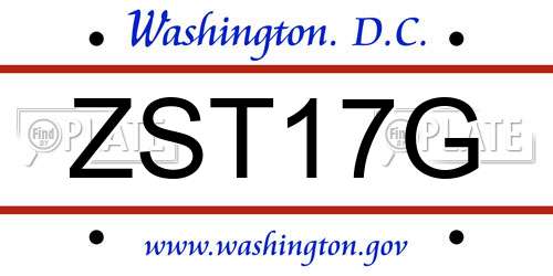 ZST17G District Of Columbia License Plate