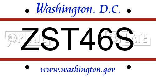 ZST46S District Of Columbia License Plate