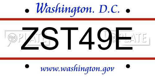ZST49E District Of Columbia License Plate