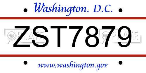 ZST7879 District Of Columbia License Plate