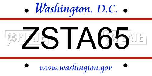 ZSTA65 District Of Columbia License Plate