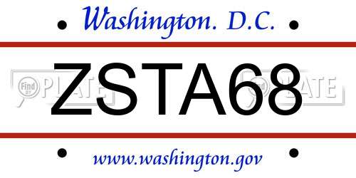 ZSTA68 District Of Columbia License Plate