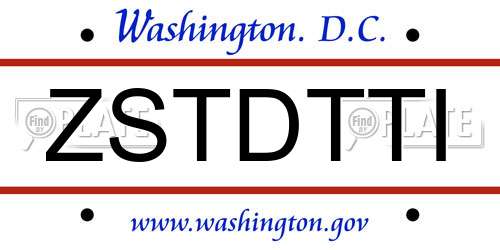 ZSTDTTI District Of Columbia License Plate