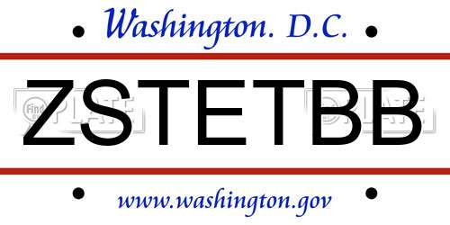 ZSTETBB District Of Columbia License Plate