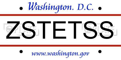 ZSTETSS District Of Columbia License Plate