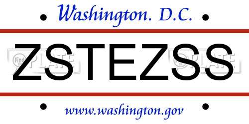 ZSTEZSS District Of Columbia License Plate