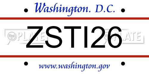 ZSTI26 District Of Columbia License Plate