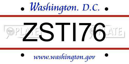 ZSTI76 District Of Columbia License Plate