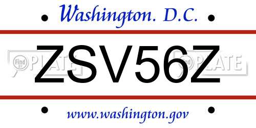 ZSV56Z District Of Columbia License Plate