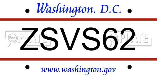 ZSVS62 District Of Columbia License Plate