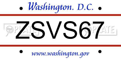 ZSVS67 District Of Columbia License Plate