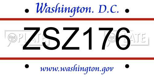 ZSZ176 District Of Columbia License Plate