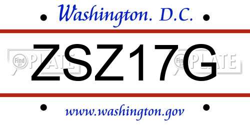 ZSZ17G District Of Columbia License Plate