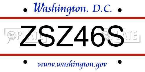 ZSZ46S District Of Columbia License Plate