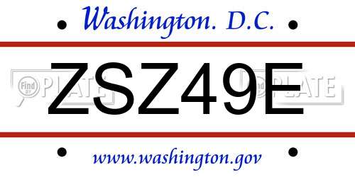 ZSZ49E District Of Columbia License Plate