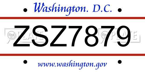 ZSZ7879 District Of Columbia License Plate