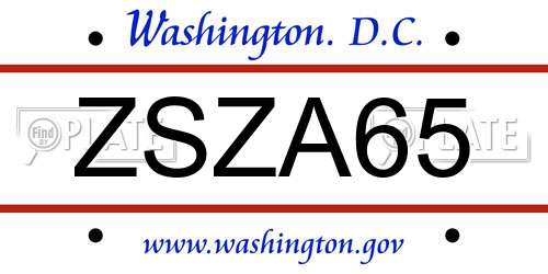 ZSZA65 District Of Columbia License Plate