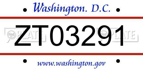 ZT03291 District Of Columbia License Plate