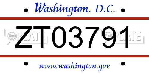 ZT03791 District Of Columbia License Plate