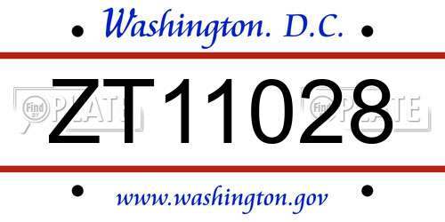 ZT11028 District Of Columbia License Plate